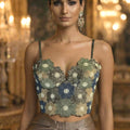 Bead Cutdana Embroidered Corset with a drape skirt image 0