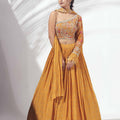 Mustard Lehenga with One Shoulder Blouse image 0