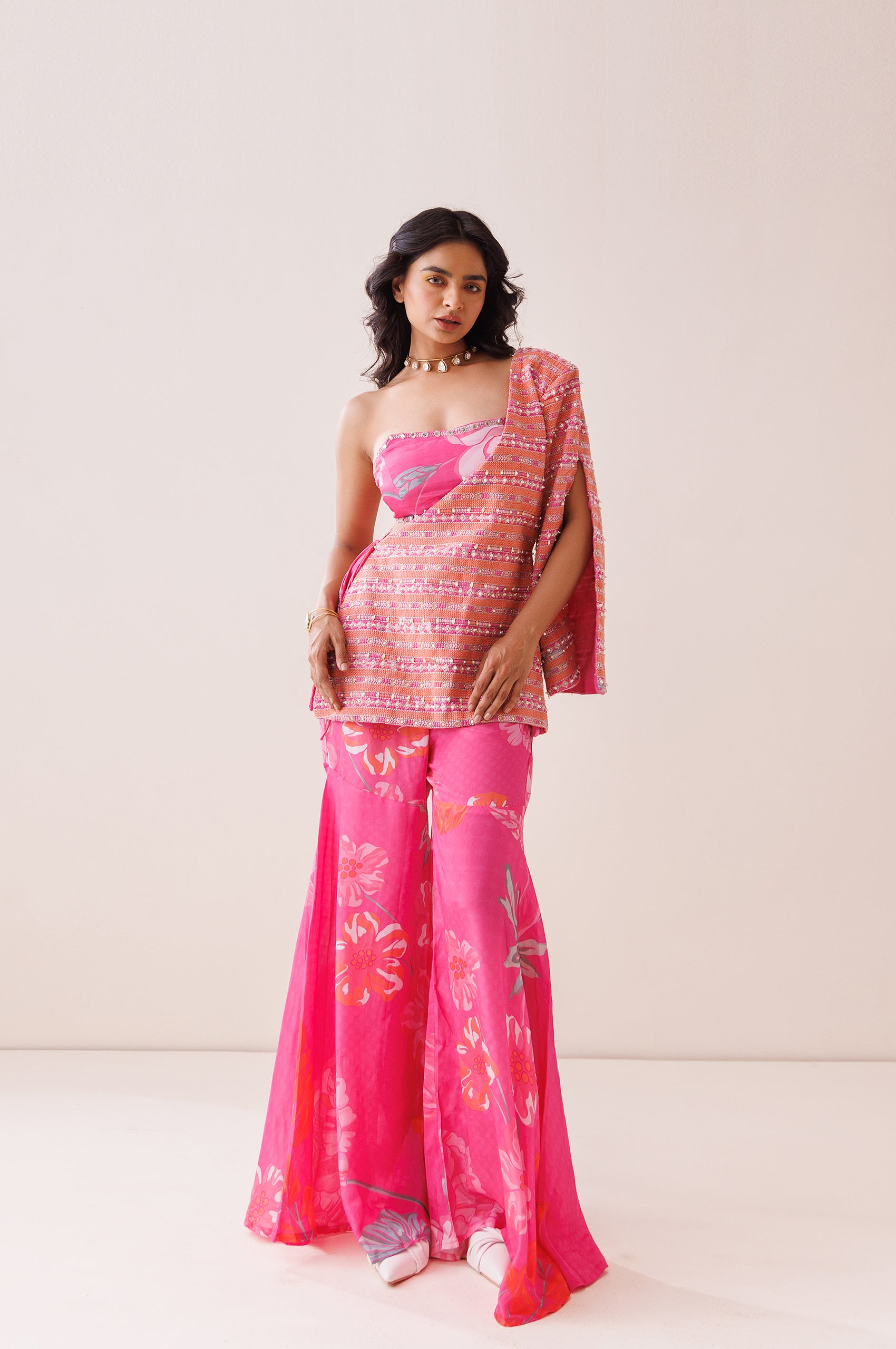 Pink One-Shoulder Blazer Set image 2