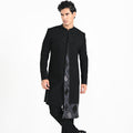 Black Panelled Achkan Set image 0