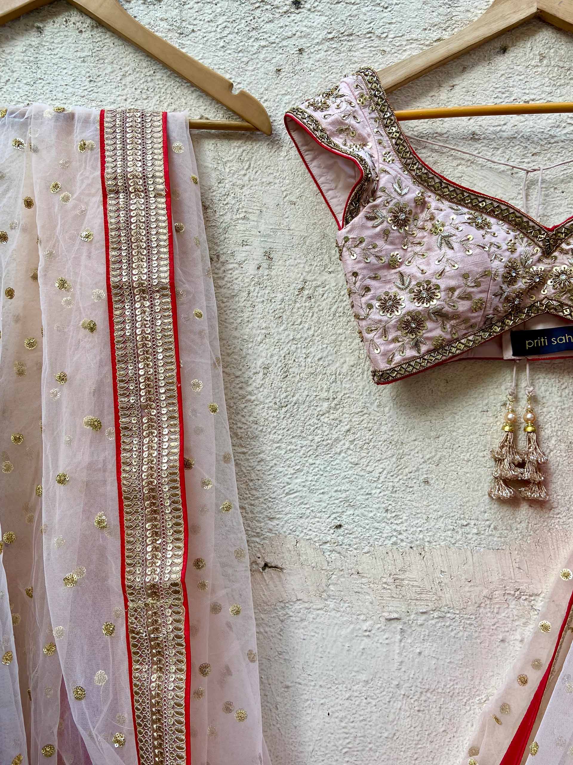 Powder Pink Sharmily Lehenga Set image 3