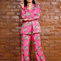 Fuchsia Pink Floral Pant Suit image 0