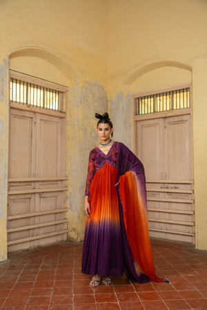 Crimson Bloom Shaded Flared Dress image 3