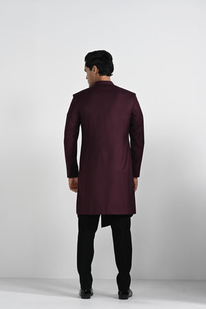 Tibetian Red Assymetrical Achkan Set image 13