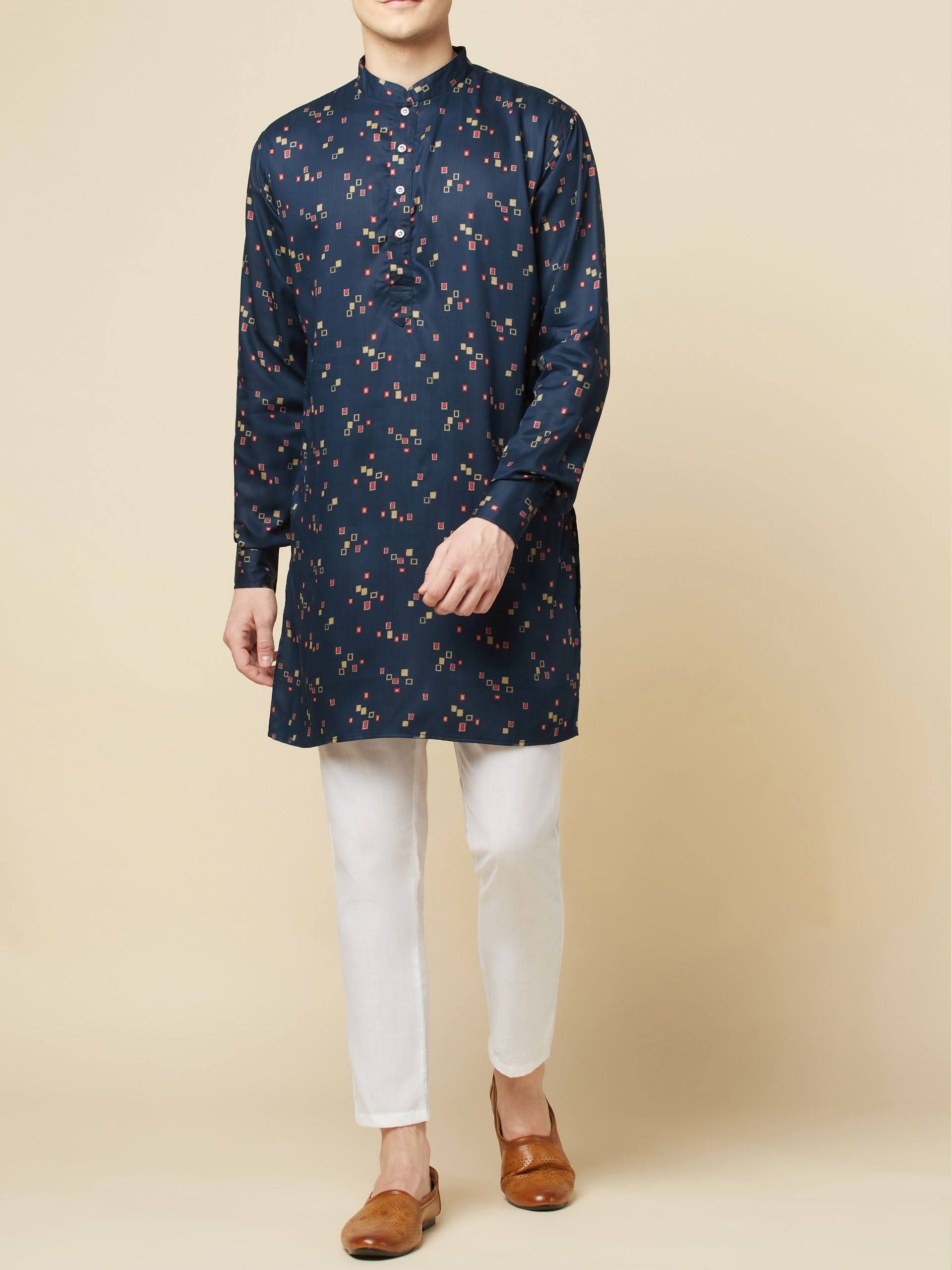 Teal Blue Printed Kurta image 2