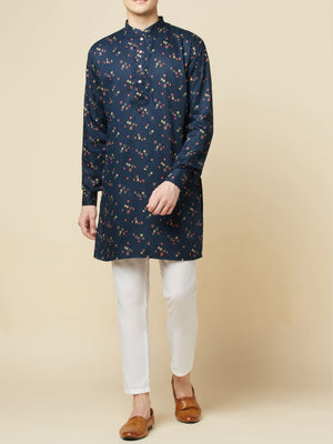 Teal Blue Printed Kurta image 2