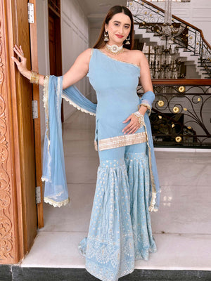 Grey Blue Sharara Set - S image