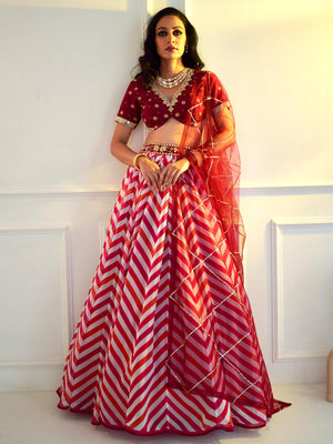 Maroon Myrah Chevron Lehenga Set - S image