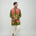 Olive Green Highlighted Half Jacket Full Set image 0