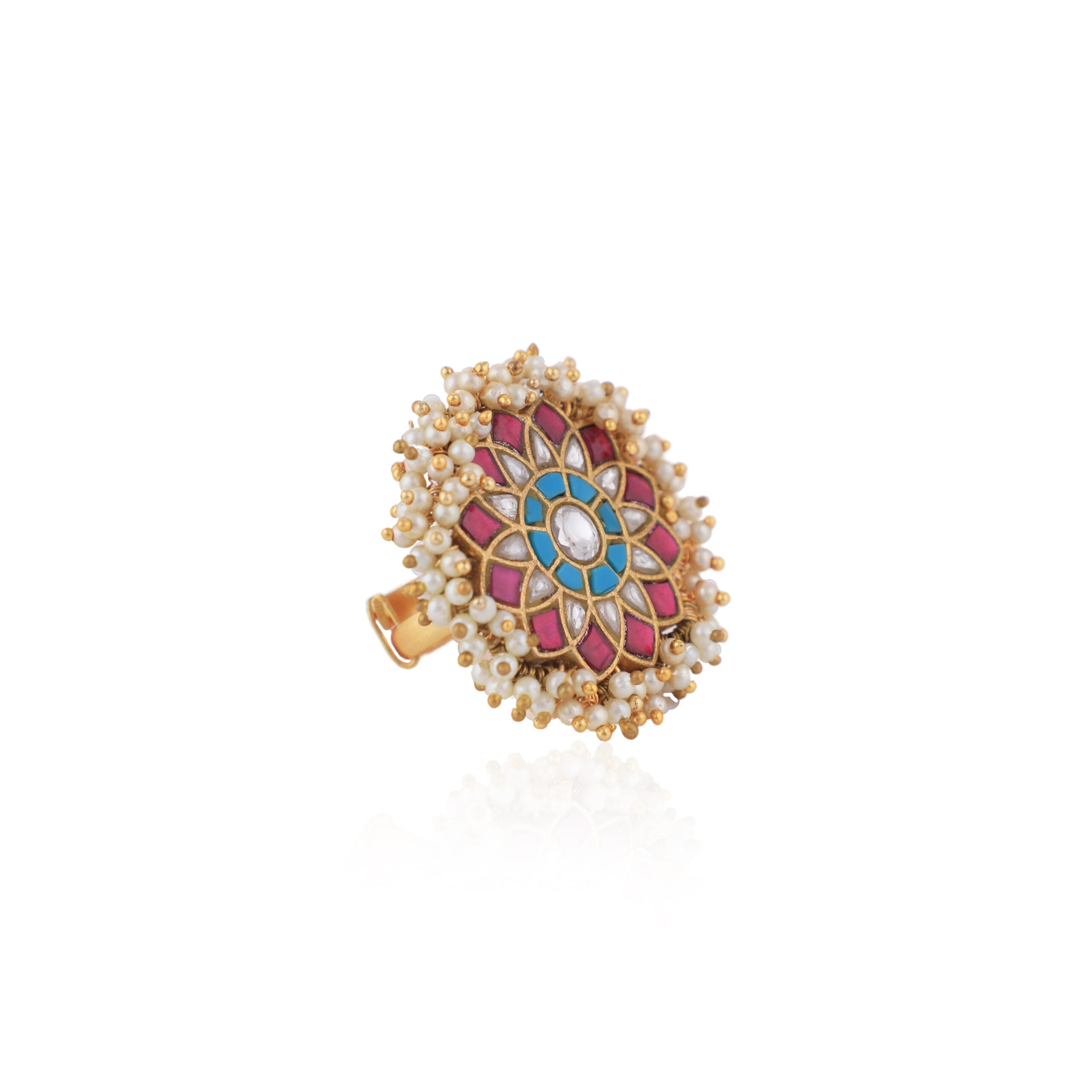Floral Design with Rice Pearl Ring image 1