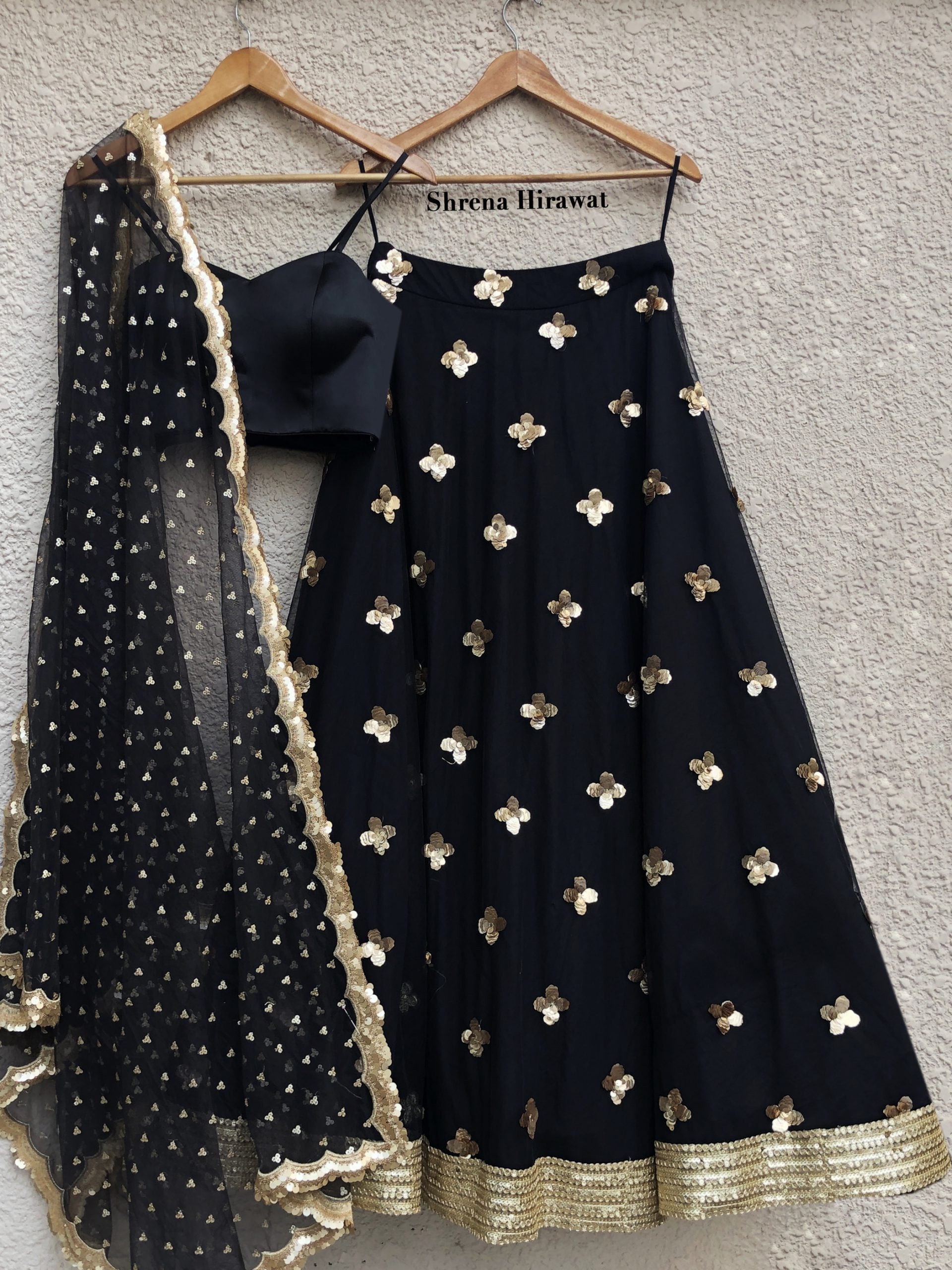 Black Bustier Blouse with Black Gold Skirt - Custom image