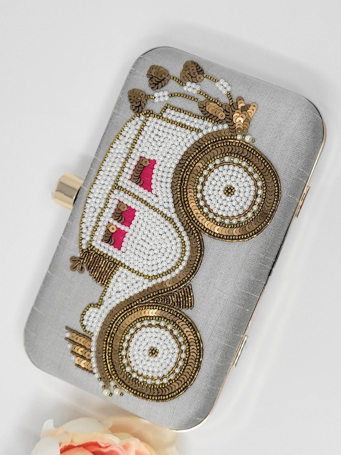 Gray Embroidered Car Clutch image 2