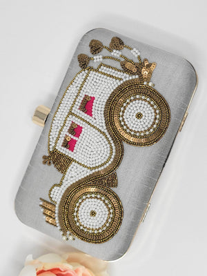 Gray Embroidered Car Clutch image 2