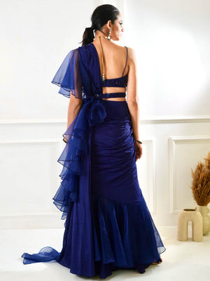 Nikasha Blue Ruffle Saree Set image 9