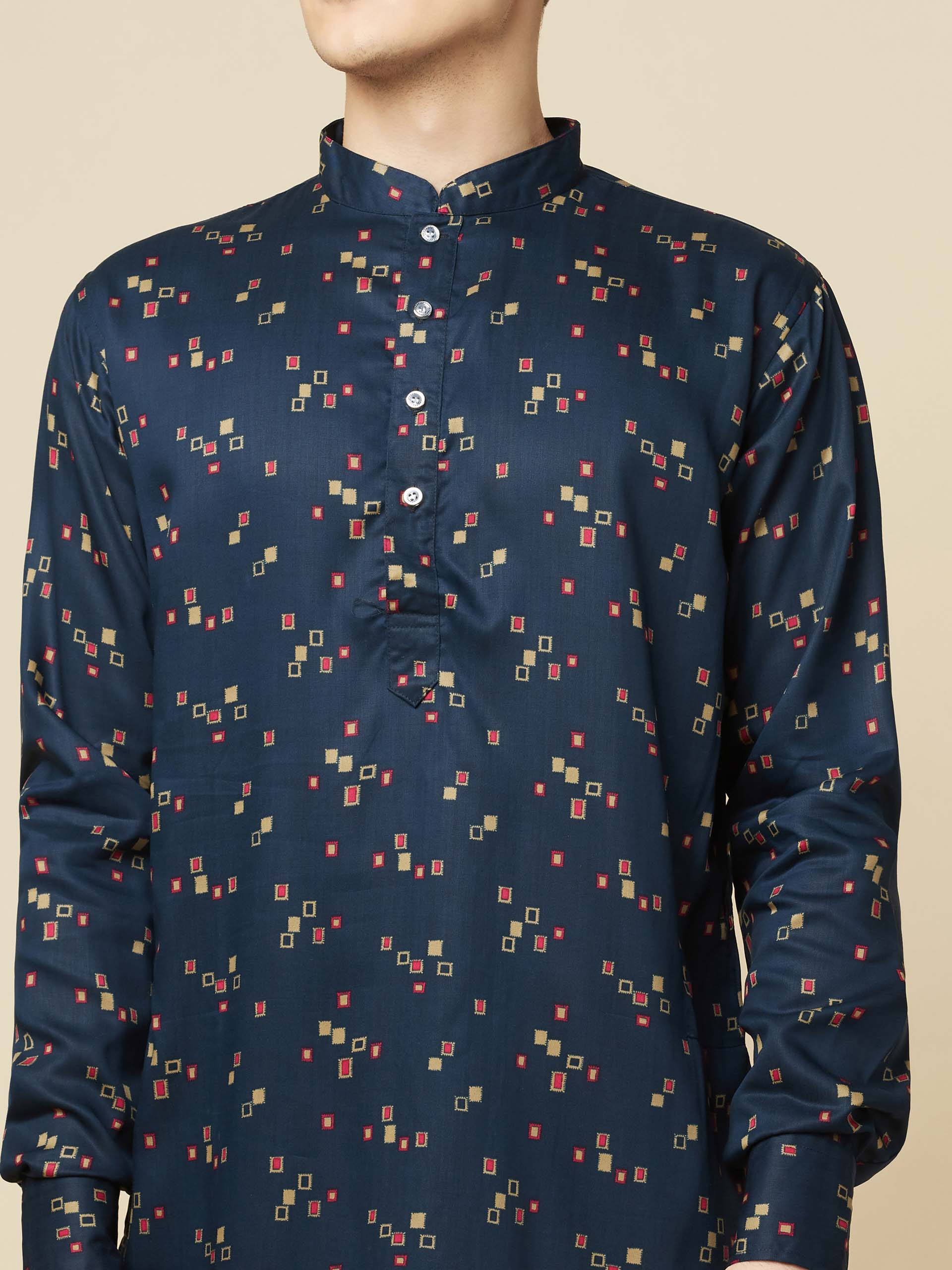 Teal Blue Printed Kurta image 6