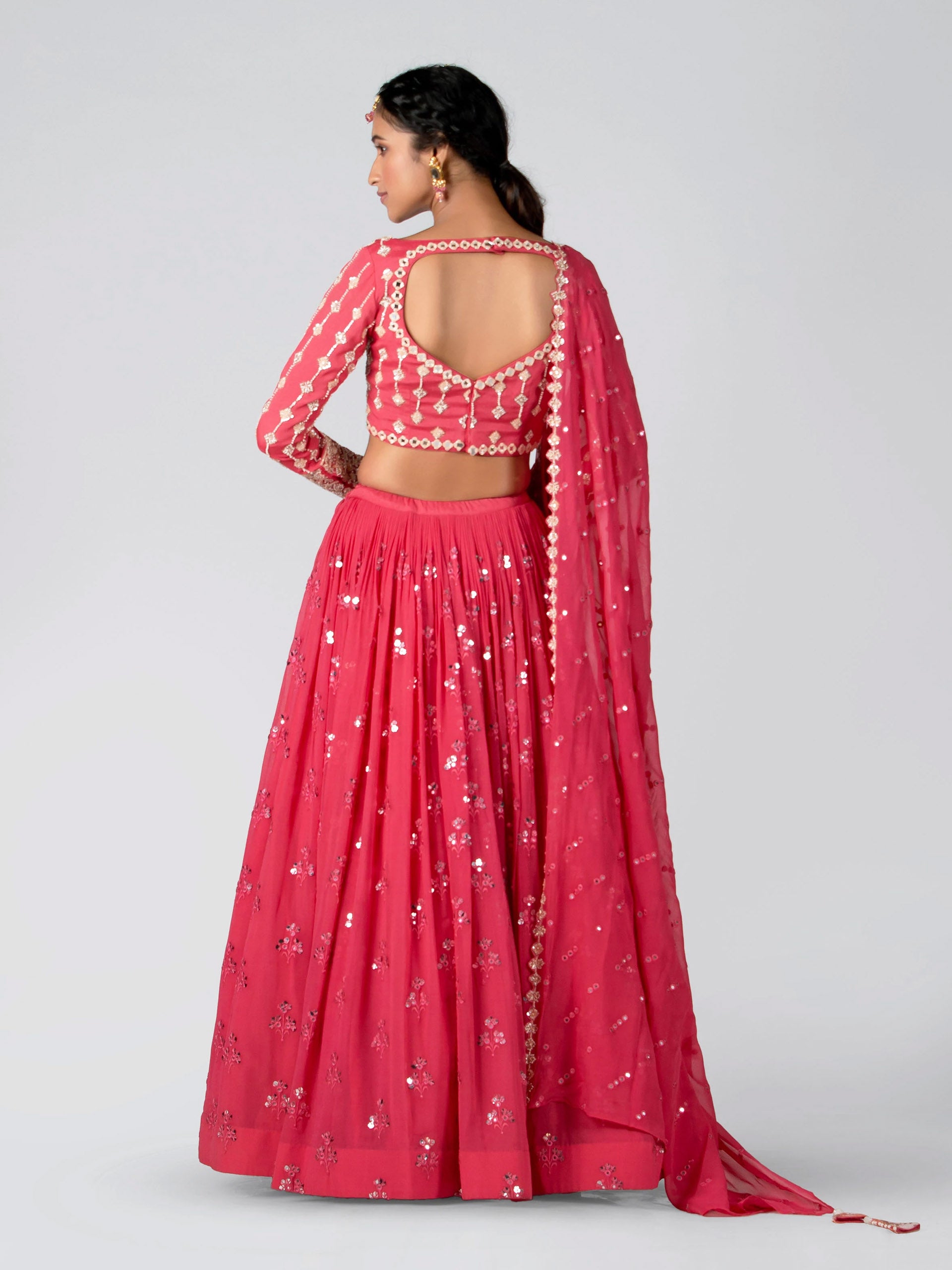 Bright Pink Mirror Lehenga Set image 4