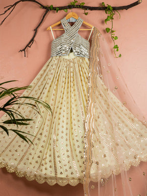 Banana Butti Scallop Lehenga Set with Powder Blue Blouse image 0