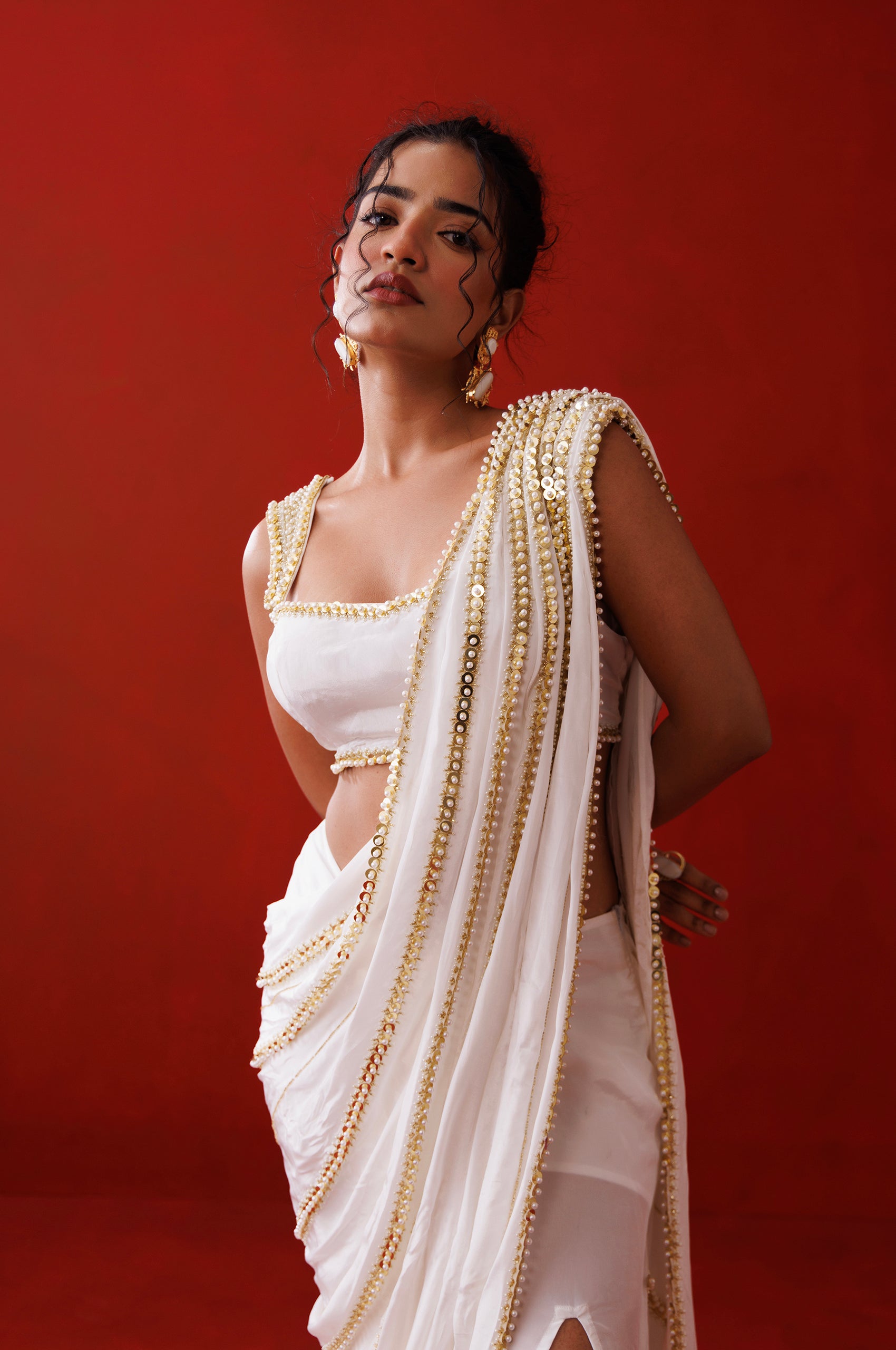 Ivory Slit Saree image 1