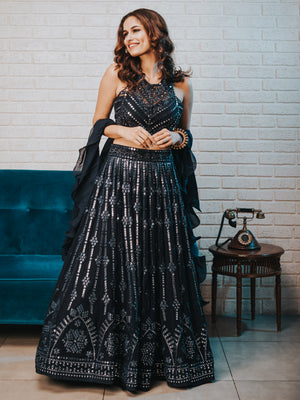 Midnight Blue Lehenga Set image 1