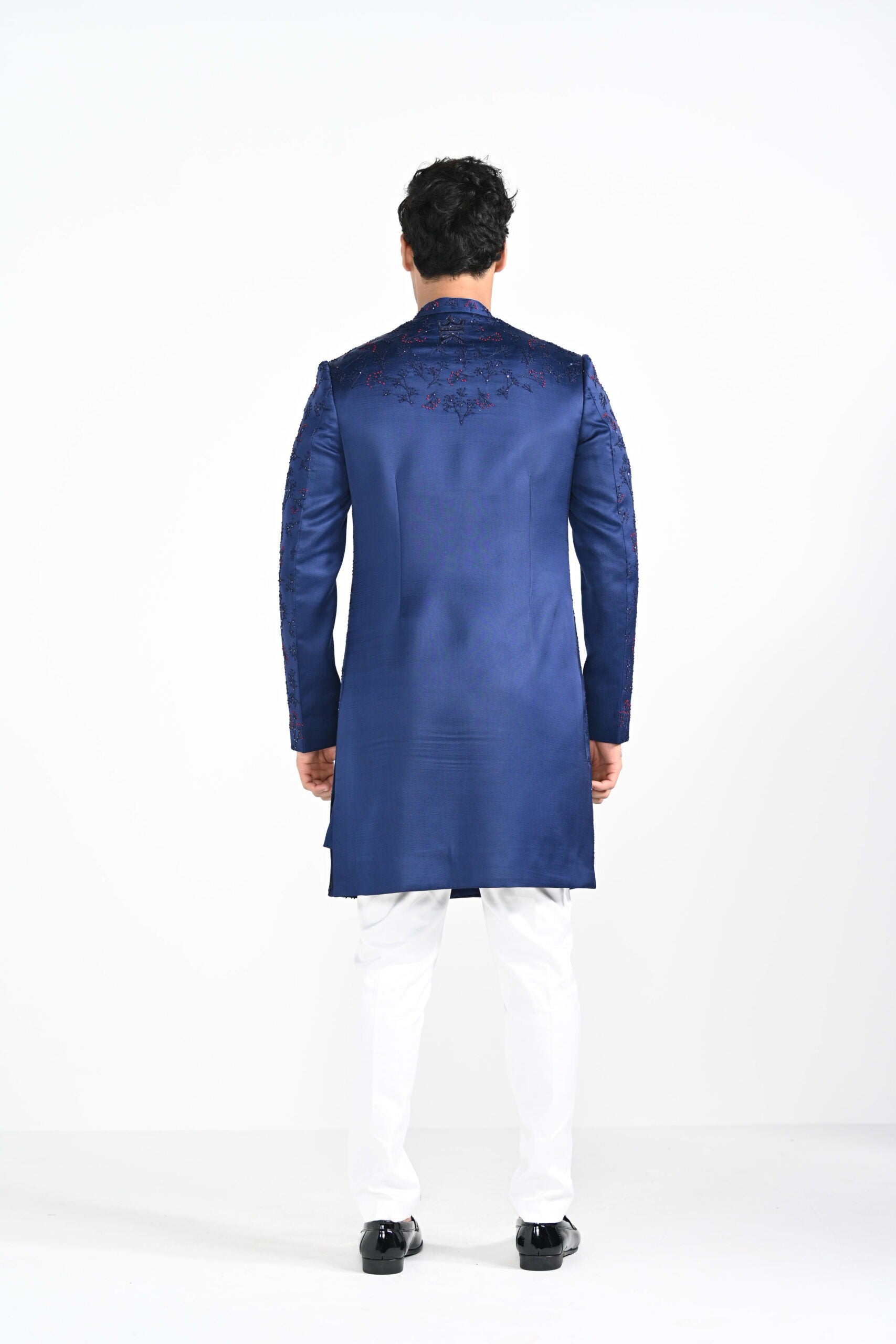 Royal Blue French Knot Achkan Set image 1