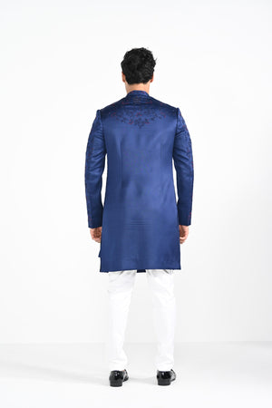 Royal Blue French Knot Achkan Set image 1