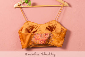 Fire Yellow Lehenga Set With Floral Blouse image 3