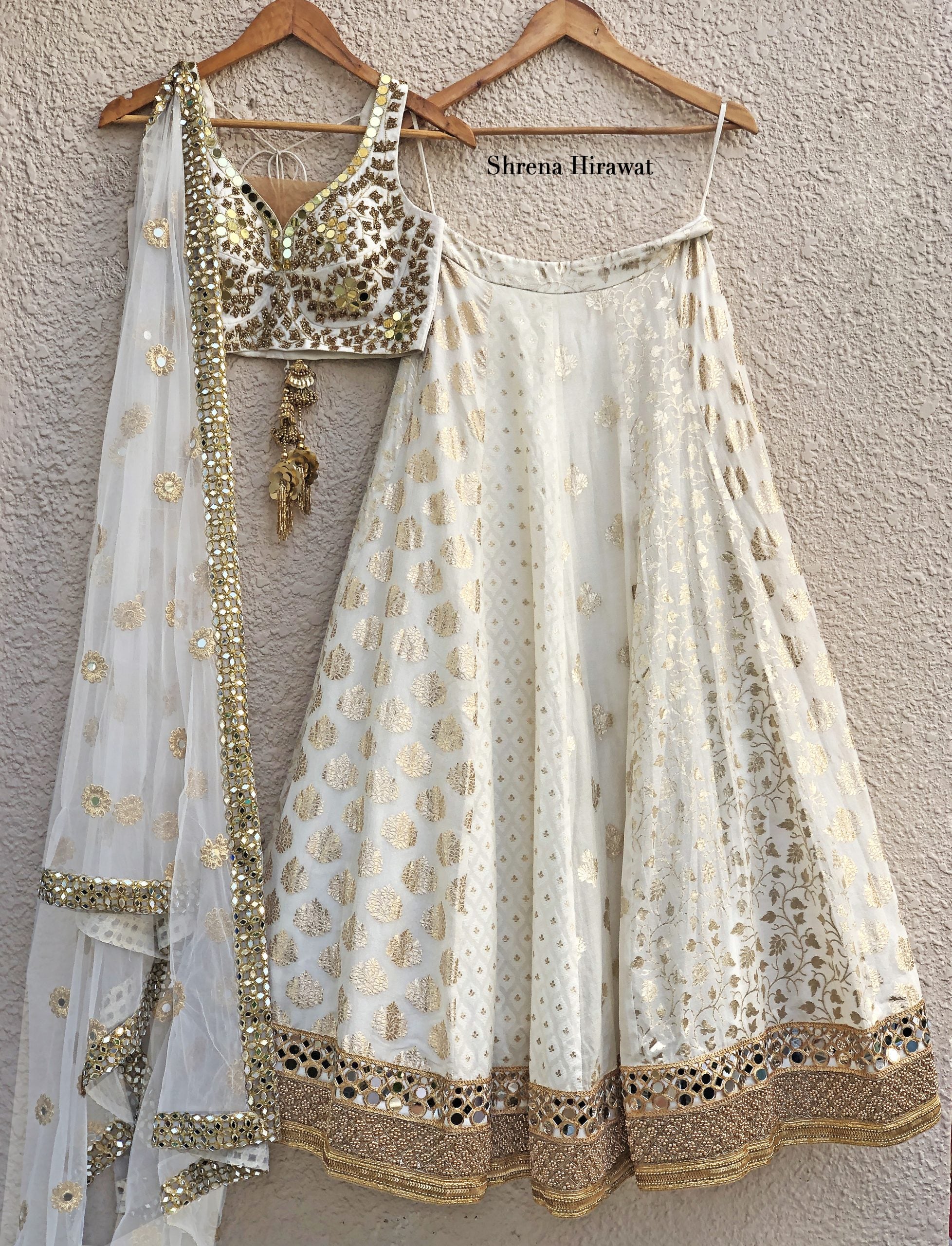 White Multi Kali Lehenga - L image