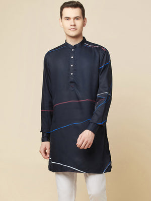 Navy Blue Printed Kurta - S image