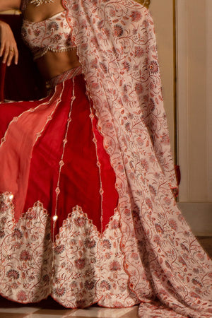 Multi-Coloured Organza Lehenga Set image 5