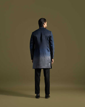 Grey Gradient Achkan Kurta Set image 2