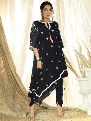 Midnight Motif Kurta and Dhoti Set - XL image