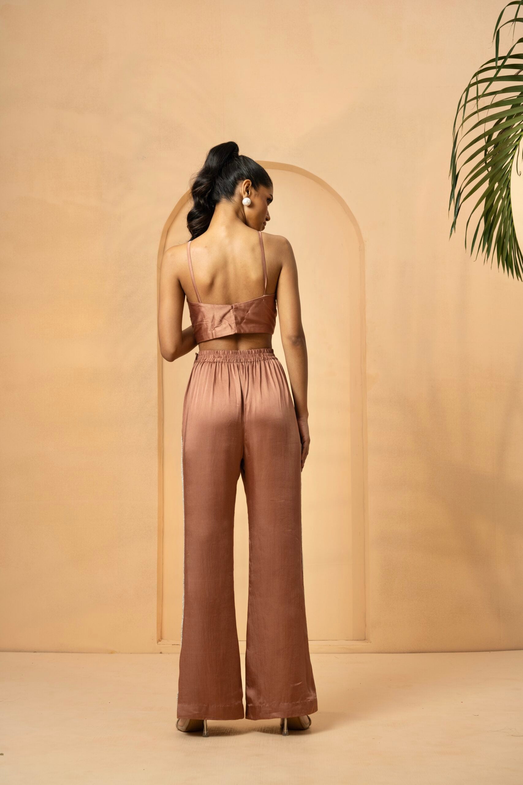 Metallic Rose Gold Pearl Embellished Co-ord Set image 2