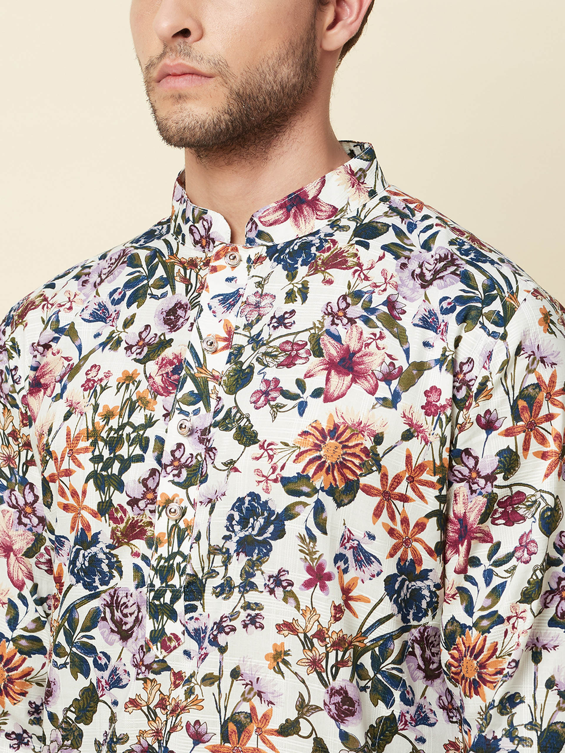 Floral Linen Kurta image 1