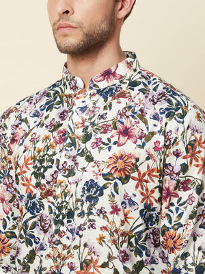 Floral Linen Kurta image 1