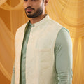 Mint Green Embroidered Indo Western Set image 0