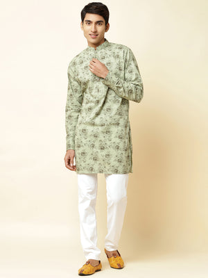 Green Rose Print Kurta image 0