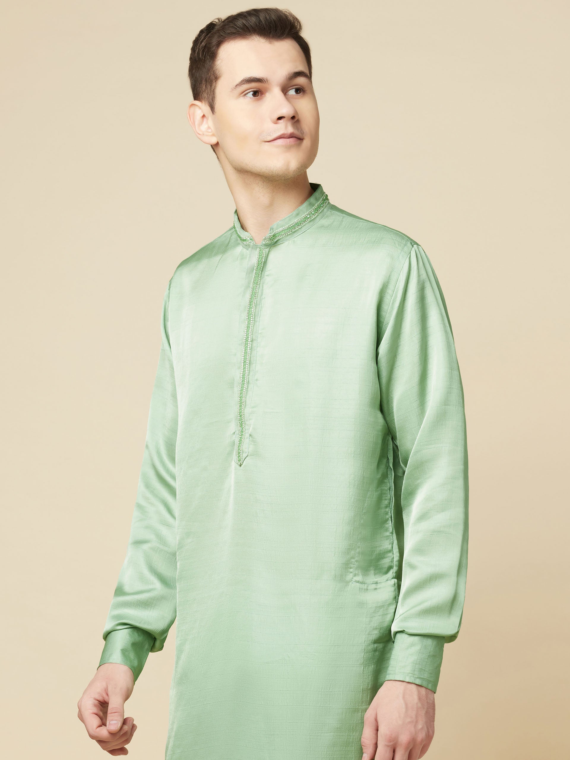 Mint Green Art Silk Kurta image 5