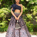 Navy Blue Kaya Printed Lehenga Set image 0