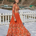 Orange Floral Lehenga Set image 0
