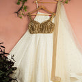 Ivory Stonework Lehenga with Gold Sequin Blouse Set image 0