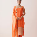Orange Square Neck Kurta Set image 0