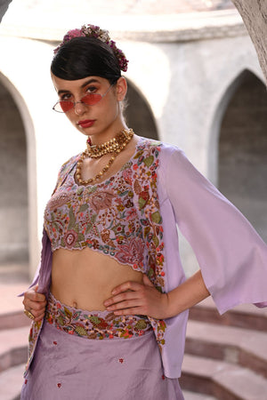 Lavender Jacket Lehenga Set image 5