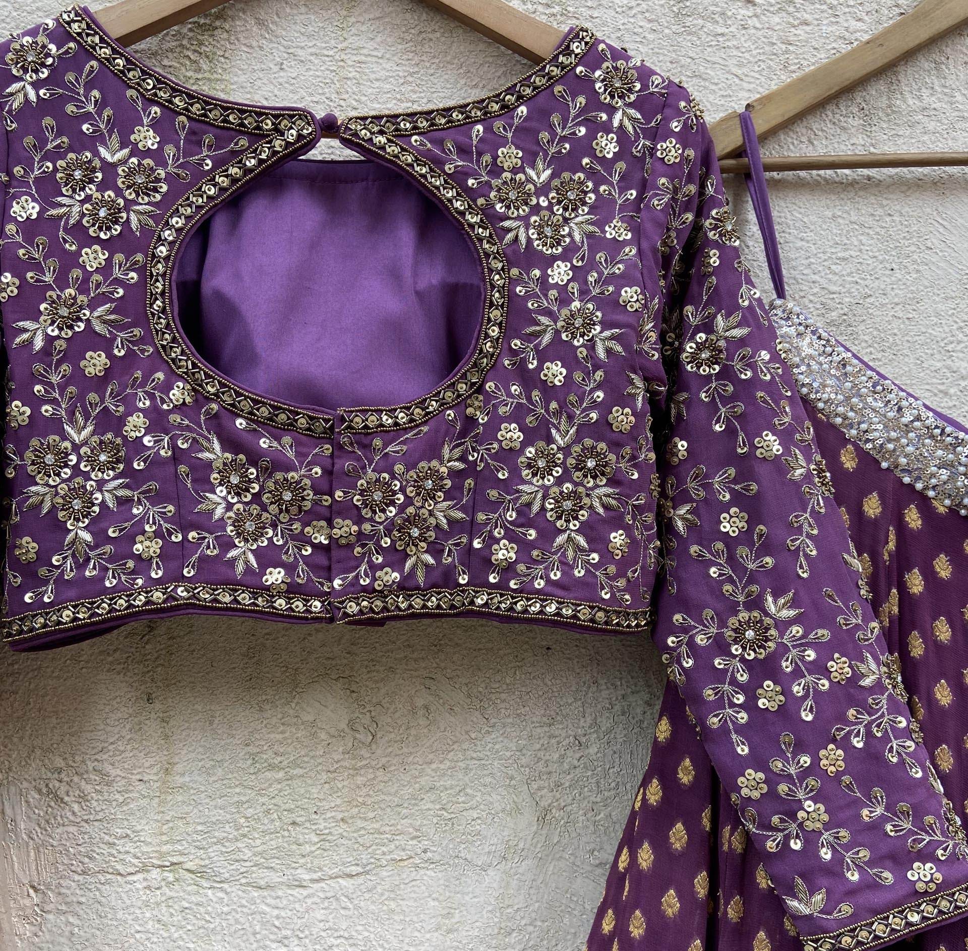 Aubergine and Nude Lehenga Set image 4