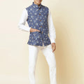 Blue Floral Print Bundi Jacket image 0