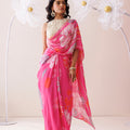 Pink and Golden Saree Style Co-ord Set image 0