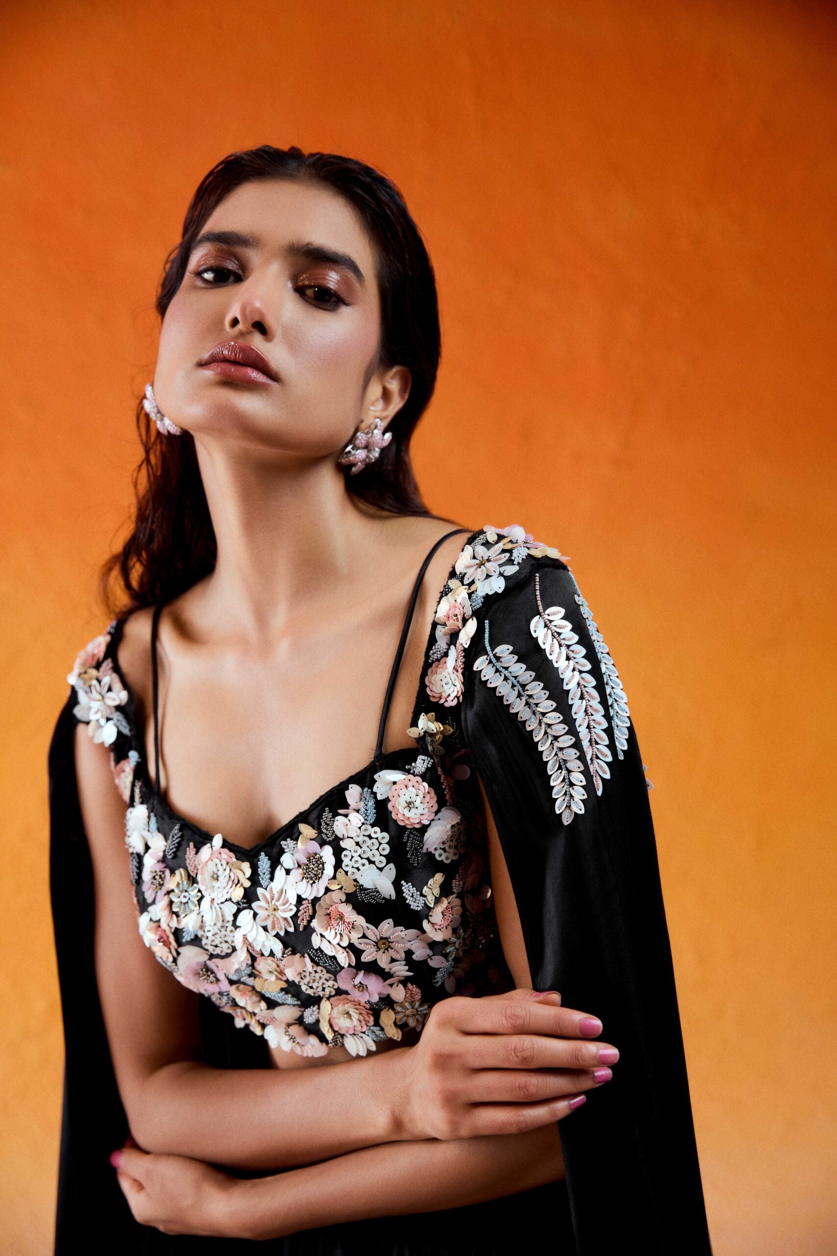 Black Embelllished & Embroidered Lehenga Set image 4
