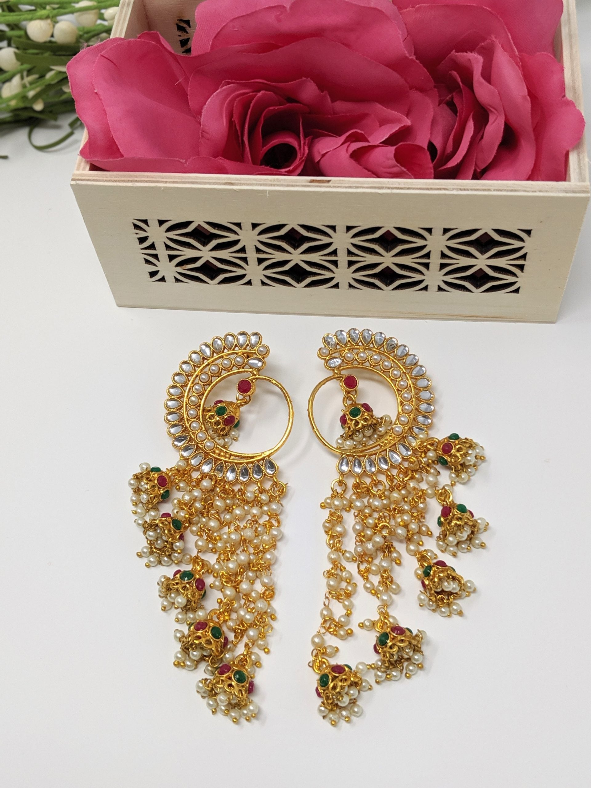 Kundan Waterfall Earrings image 1