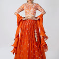 Orange Ruffle Lehenga Set image 0