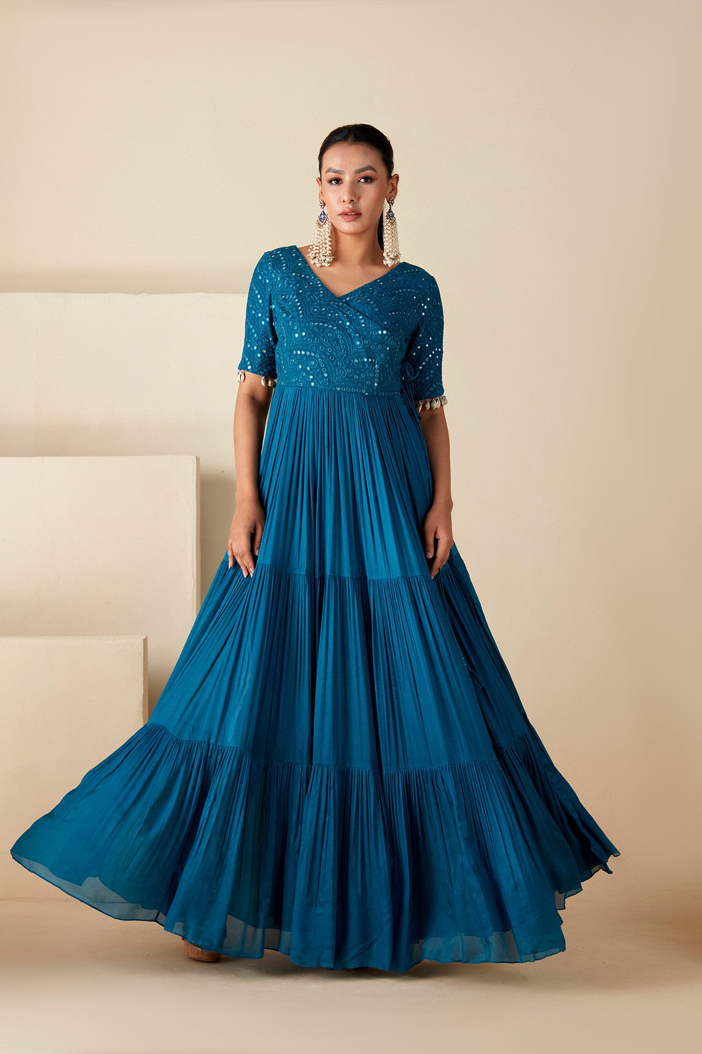 Celestial Angrakha Flair Dress - Custom image