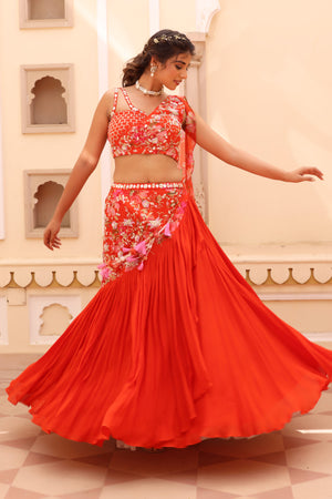 Georgette crepe lehenga image 5